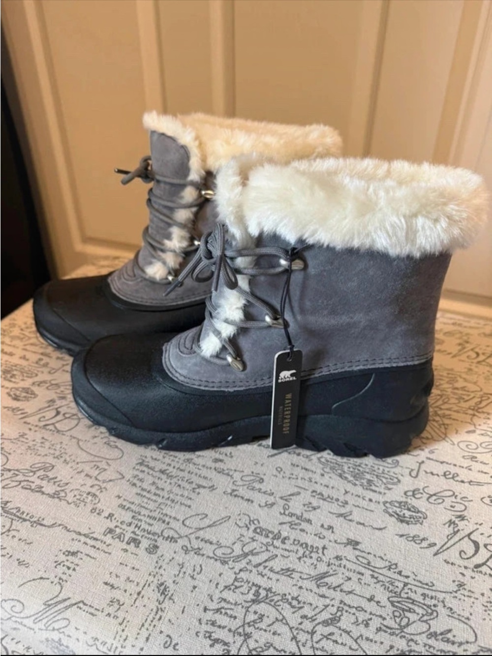 Sorel Gray Faux-Fur Waterproof Winter Boots